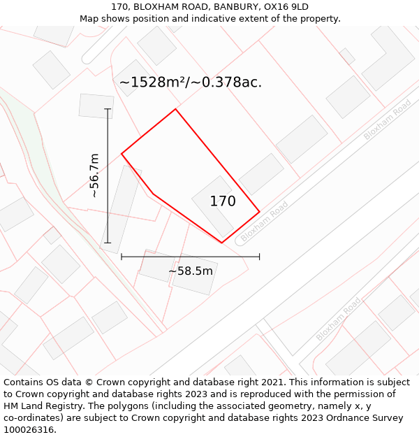 170, BLOXHAM ROAD, BANBURY, OX16 9LD: Plot and title map