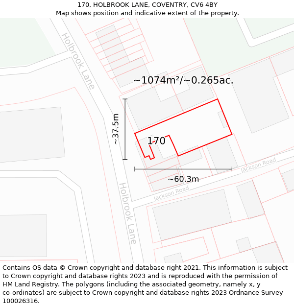 170, HOLBROOK LANE, COVENTRY, CV6 4BY: Plot and title map