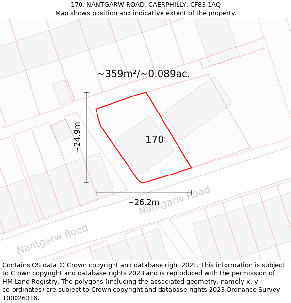 170, NANTGARW ROAD, CAERPHILLY, CF83 1AQ: Plot and title map