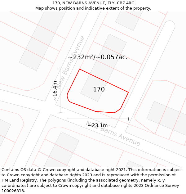 170, NEW BARNS AVENUE, ELY, CB7 4RG: Plot and title map