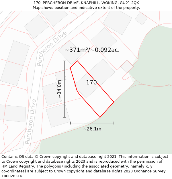 170, PERCHERON DRIVE, KNAPHILL, WOKING, GU21 2QX: Plot and title map