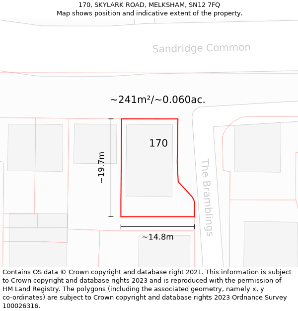 170, SKYLARK ROAD, MELKSHAM, SN12 7FQ: Plot and title map