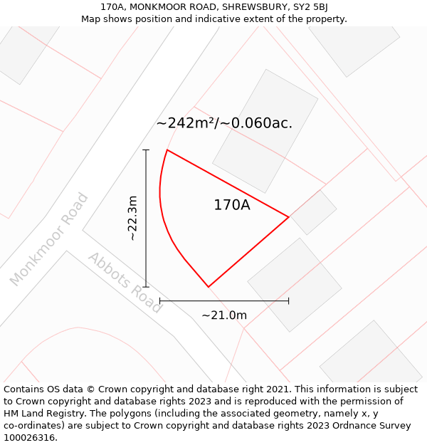 170A, MONKMOOR ROAD, SHREWSBURY, SY2 5BJ: Plot and title map