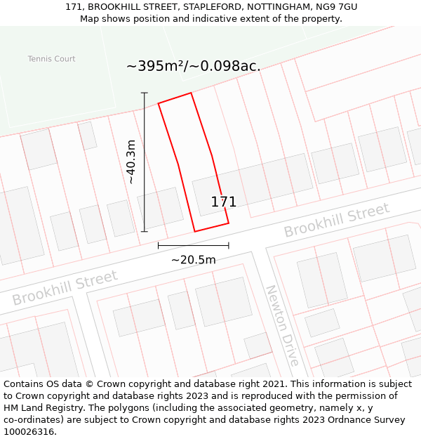 171, BROOKHILL STREET, STAPLEFORD, NOTTINGHAM, NG9 7GU: Plot and title map