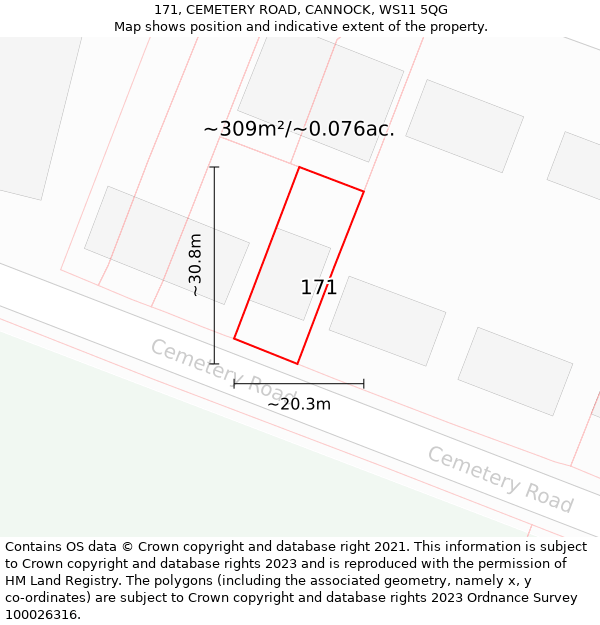 171, CEMETERY ROAD, CANNOCK, WS11 5QG: Plot and title map