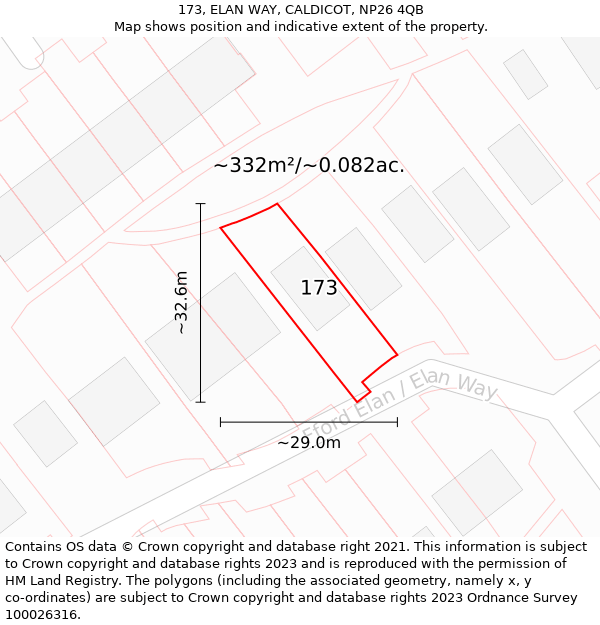 173, ELAN WAY, CALDICOT, NP26 4QB: Plot and title map