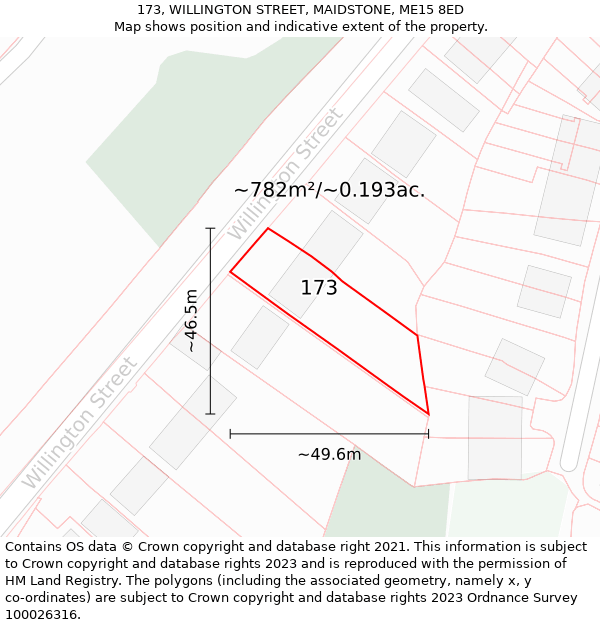 173, WILLINGTON STREET, MAIDSTONE, ME15 8ED: Plot and title map