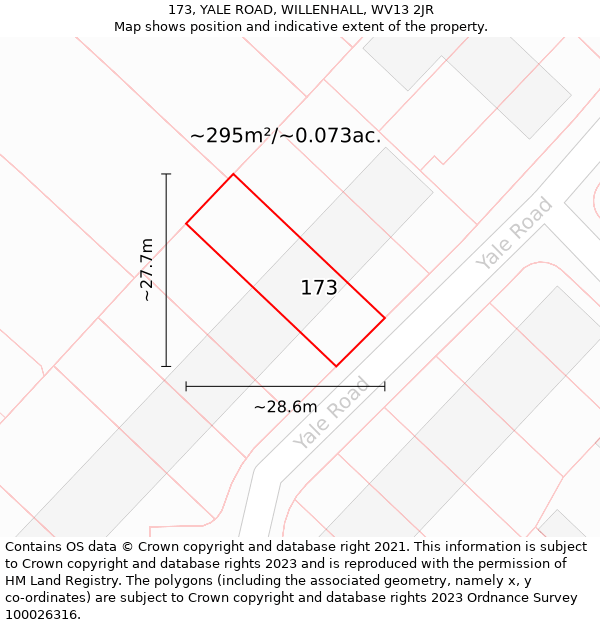 173, YALE ROAD, WILLENHALL, WV13 2JR: Plot and title map