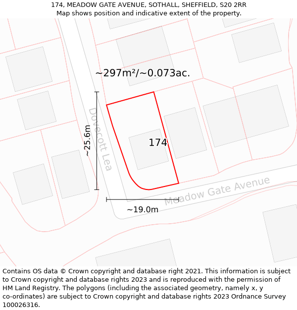 174, MEADOW GATE AVENUE, SOTHALL, SHEFFIELD, S20 2RR: Plot and title map