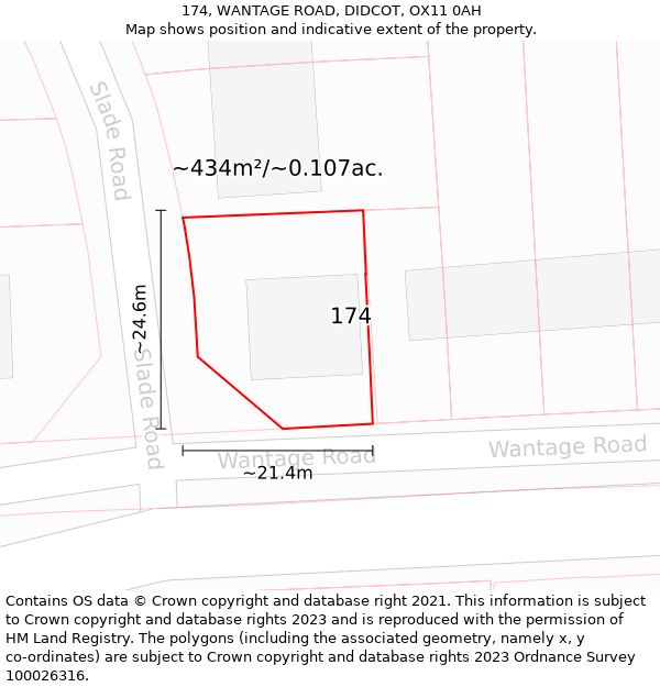 174, WANTAGE ROAD, DIDCOT, OX11 0AH: Plot and title map