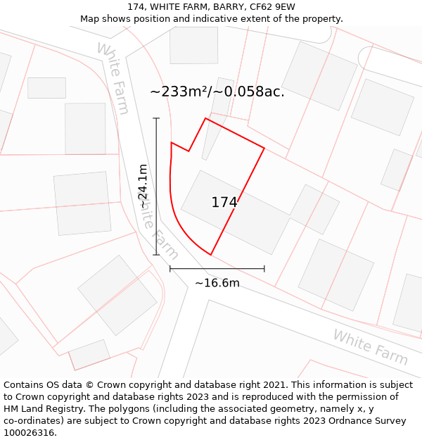 174, WHITE FARM, BARRY, CF62 9EW: Plot and title map