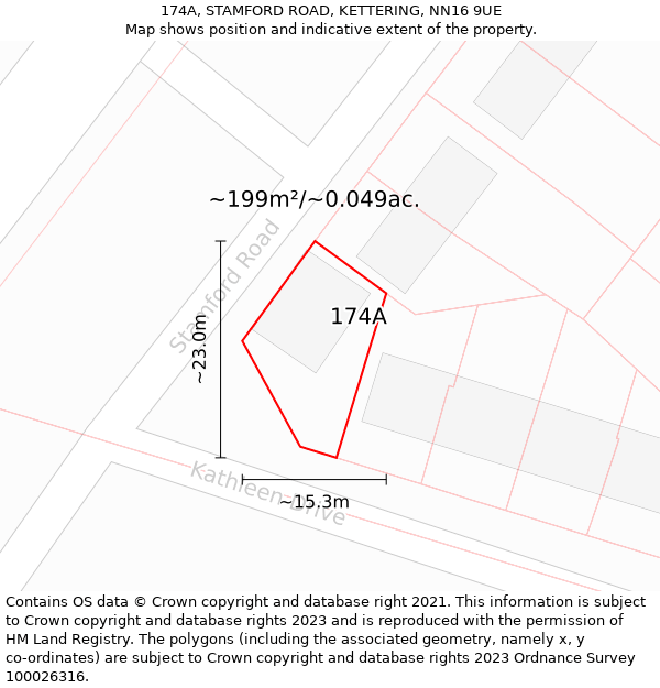 174A, STAMFORD ROAD, KETTERING, NN16 9UE: Plot and title map