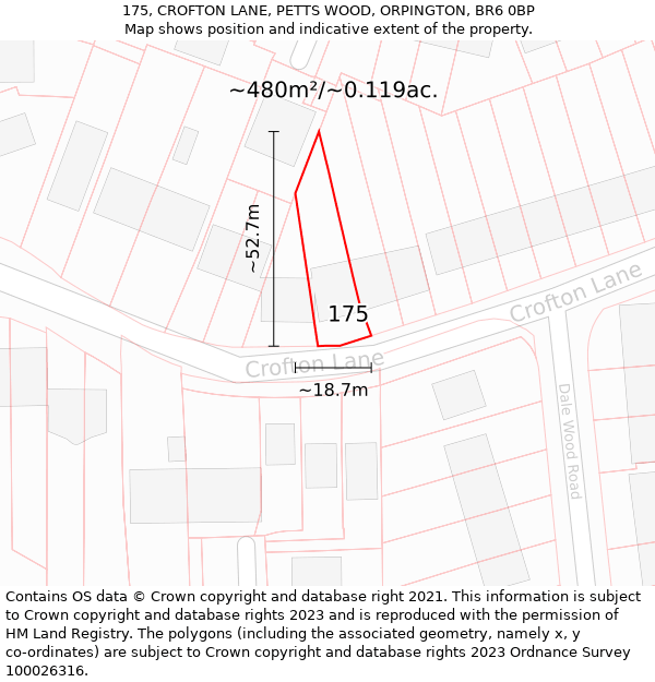 175, CROFTON LANE, PETTS WOOD, ORPINGTON, BR6 0BP: Plot and title map