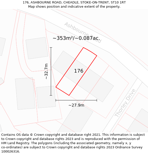 176, ASHBOURNE ROAD, CHEADLE, STOKE-ON-TRENT, ST10 1RT: Plot and title map
