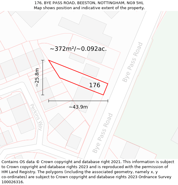 176, BYE PASS ROAD, BEESTON, NOTTINGHAM, NG9 5HL: Plot and title map