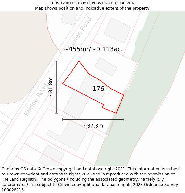 176, FAIRLEE ROAD, NEWPORT, PO30 2EN: Plot and title map