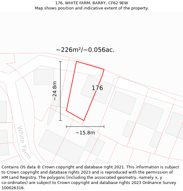 176, WHITE FARM, BARRY, CF62 9EW: Plot and title map