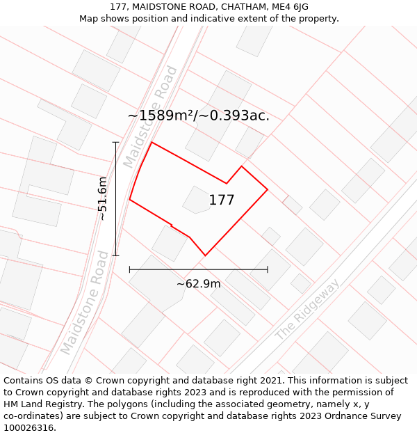 177, MAIDSTONE ROAD, CHATHAM, ME4 6JG: Plot and title map