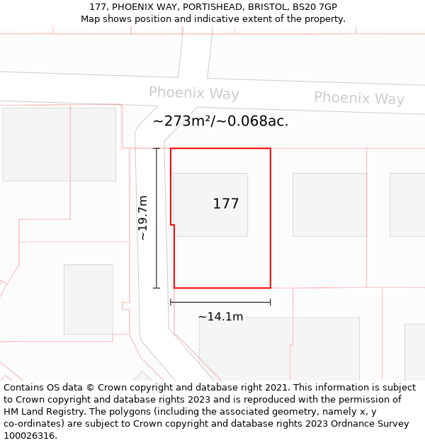 177, PHOENIX WAY, PORTISHEAD, BRISTOL, BS20 7GP: Plot and title map