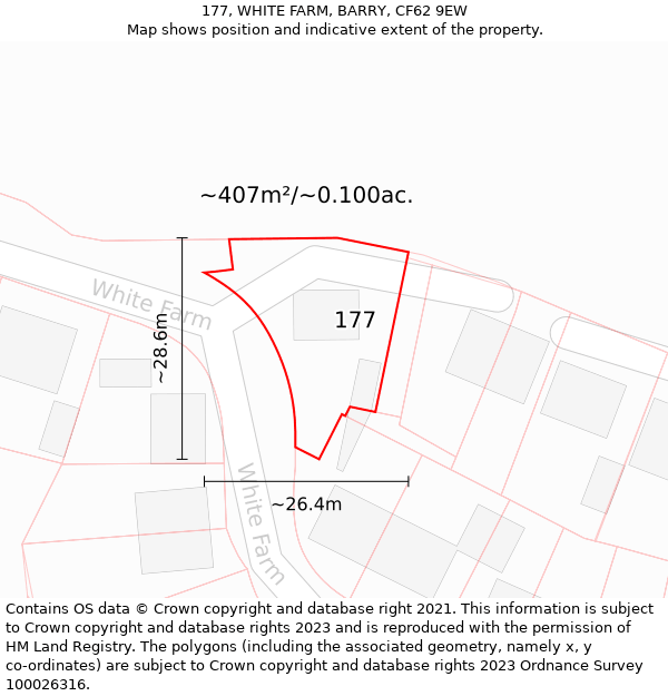 177, WHITE FARM, BARRY, CF62 9EW: Plot and title map