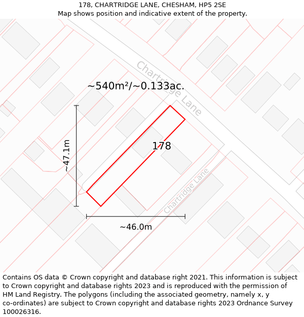 178, CHARTRIDGE LANE, CHESHAM, HP5 2SE: Plot and title map