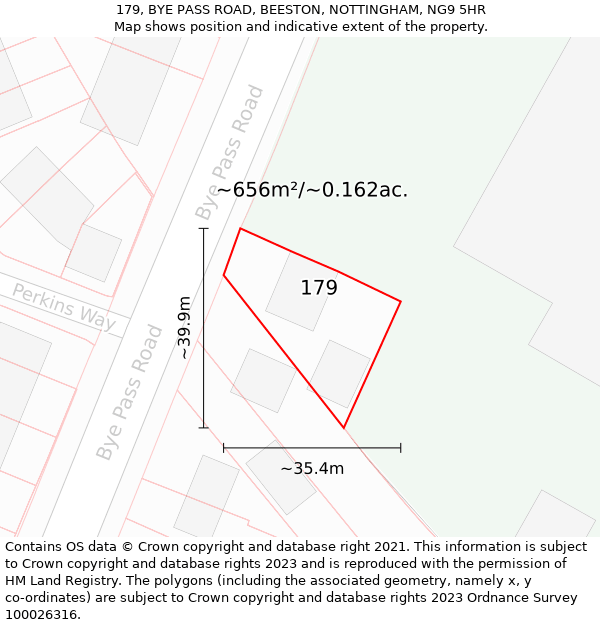 179, BYE PASS ROAD, BEESTON, NOTTINGHAM, NG9 5HR: Plot and title map