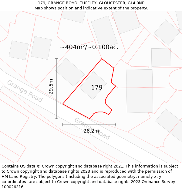 179, GRANGE ROAD, TUFFLEY, GLOUCESTER, GL4 0NP: Plot and title map