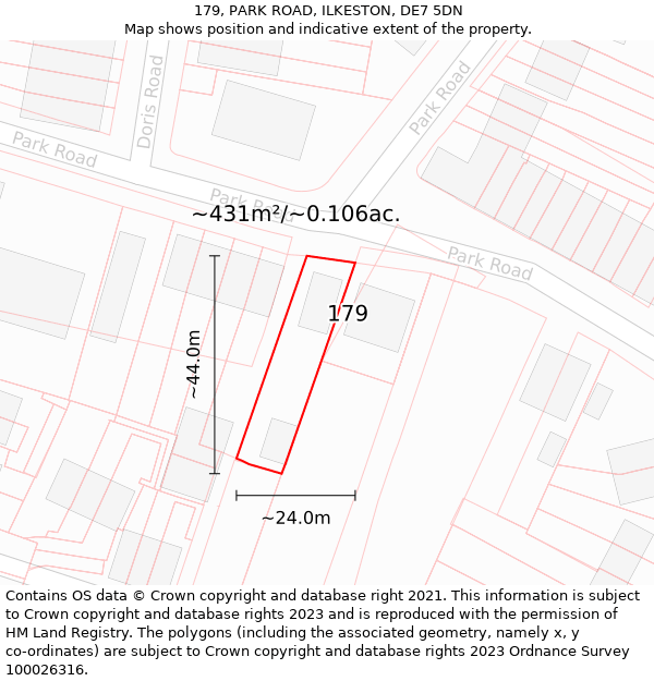 179, PARK ROAD, ILKESTON, DE7 5DN: Plot and title map