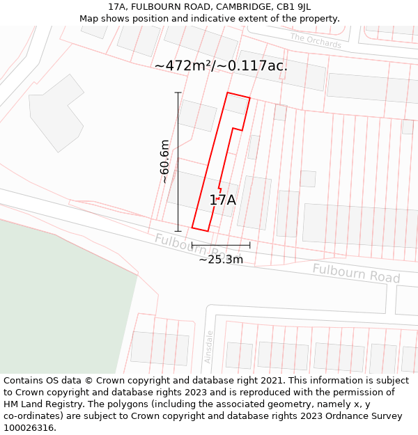 17A, FULBOURN ROAD, CAMBRIDGE, CB1 9JL: Plot and title map