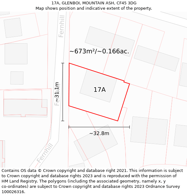 17A, GLENBOI, MOUNTAIN ASH, CF45 3DG: Plot and title map