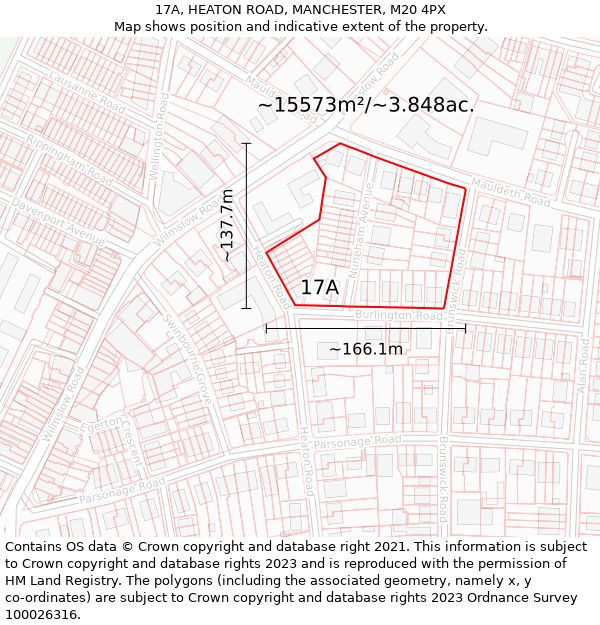 17A, HEATON ROAD, MANCHESTER, M20 4PX: Plot and title map