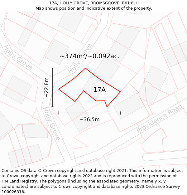 17A, HOLLY GROVE, BROMSGROVE, B61 8LH: Plot and title map