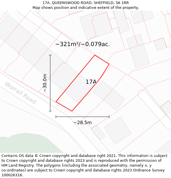 17A, QUEENSWOOD ROAD, SHEFFIELD, S6 1RR: Plot and title map