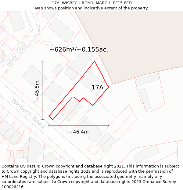 17A, WISBECH ROAD, MARCH, PE15 8ED: Plot and title map