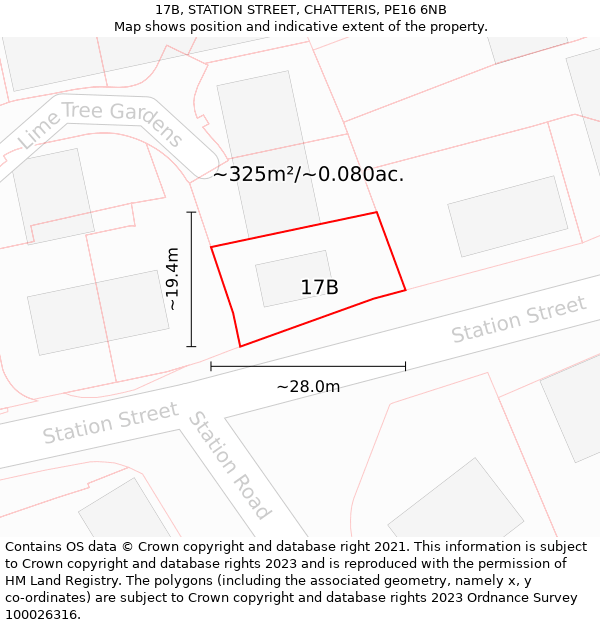 17B, STATION STREET, CHATTERIS, PE16 6NB: Plot and title map