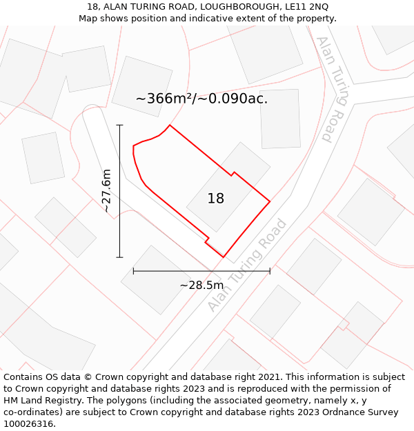 18, ALAN TURING ROAD, LOUGHBOROUGH, LE11 2NQ: Plot and title map