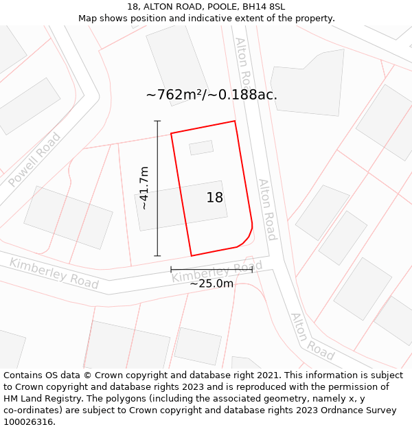 18, ALTON ROAD, POOLE, BH14 8SL: Plot and title map