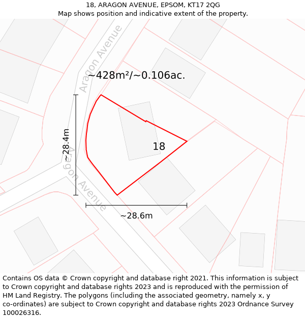 18, ARAGON AVENUE, EPSOM, KT17 2QG: Plot and title map