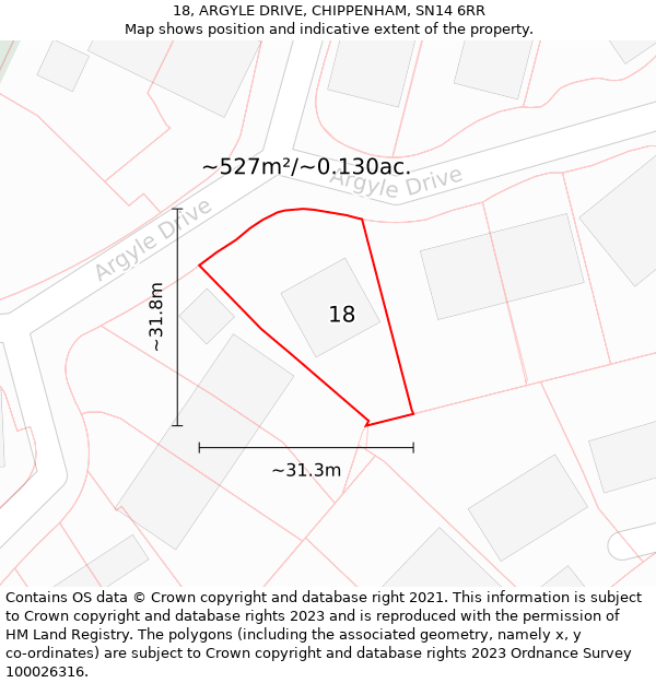 18, ARGYLE DRIVE, CHIPPENHAM, SN14 6RR: Plot and title map