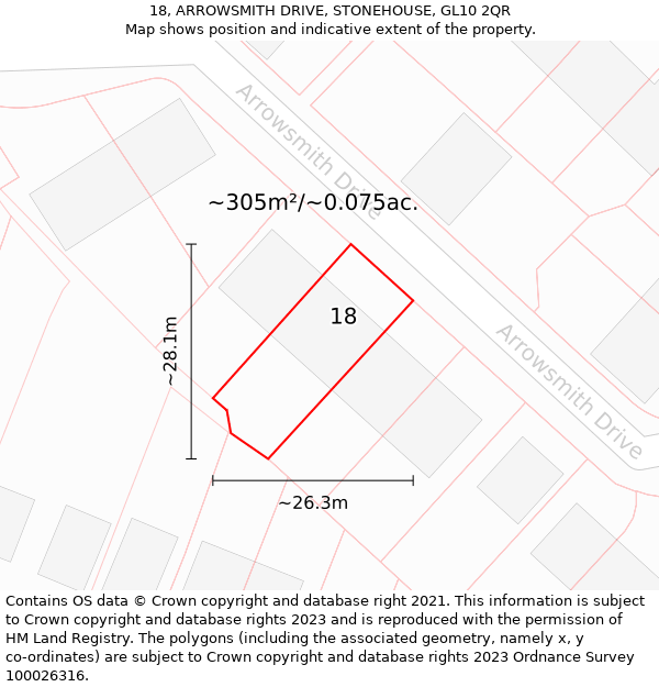 18, ARROWSMITH DRIVE, STONEHOUSE, GL10 2QR: Plot and title map