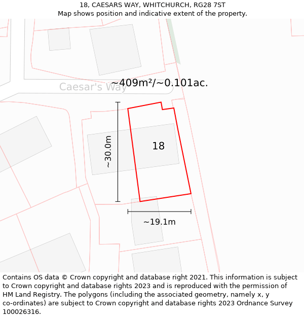 18, CAESARS WAY, WHITCHURCH, RG28 7ST: Plot and title map
