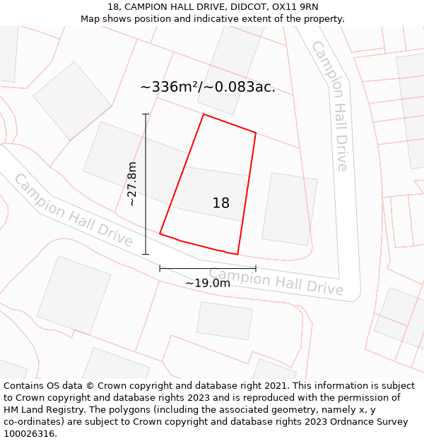 18, CAMPION HALL DRIVE, DIDCOT, OX11 9RN: Plot and title map