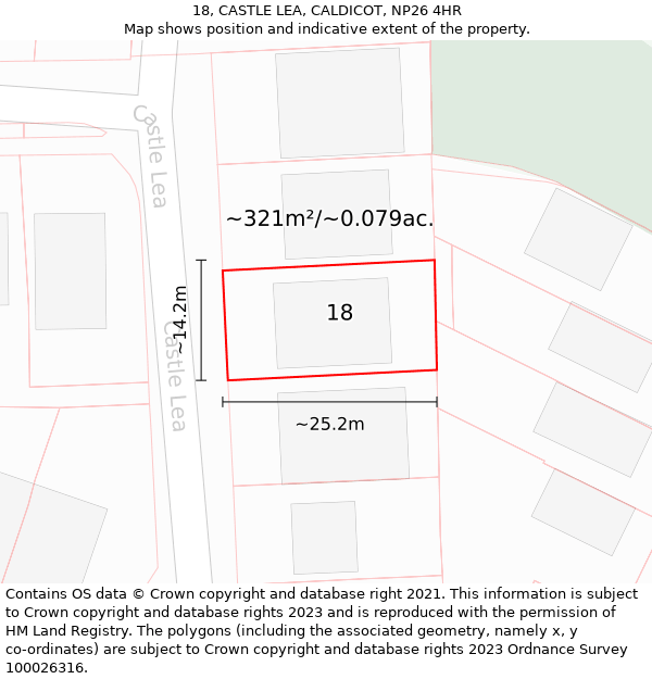 18, CASTLE LEA, CALDICOT, NP26 4HR: Plot and title map