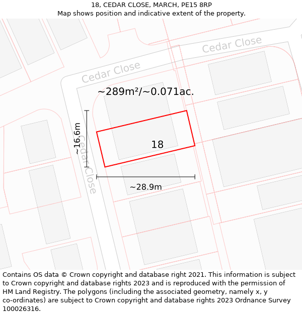 18, CEDAR CLOSE, MARCH, PE15 8RP: Plot and title map