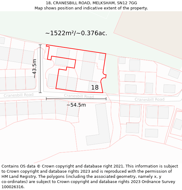 18, CRANESBILL ROAD, MELKSHAM, SN12 7GG: Plot and title map