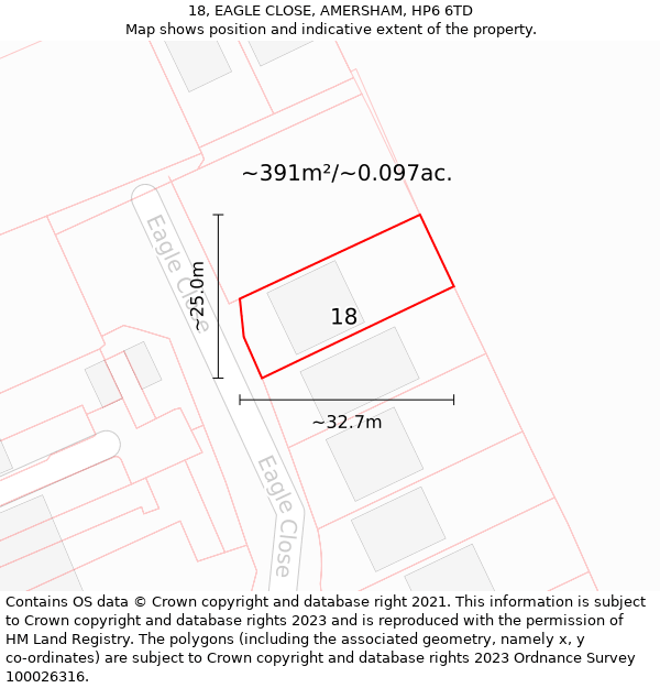 18, EAGLE CLOSE, AMERSHAM, HP6 6TD: Plot and title map