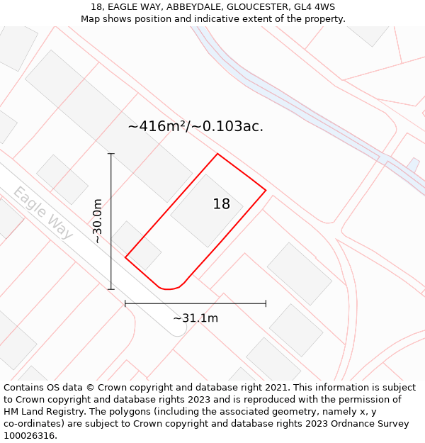 18, EAGLE WAY, ABBEYDALE, GLOUCESTER, GL4 4WS: Plot and title map