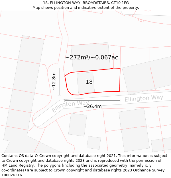 18, ELLINGTON WAY, BROADSTAIRS, CT10 1FG: Plot and title map