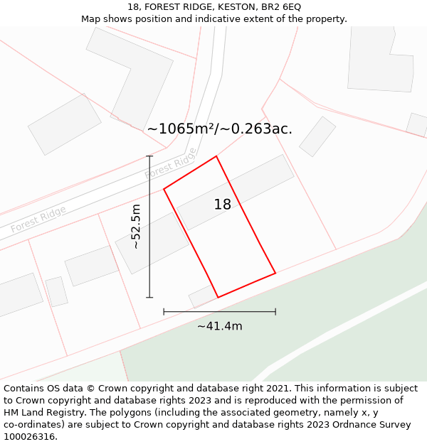 18, FOREST RIDGE, KESTON, BR2 6EQ: Plot and title map