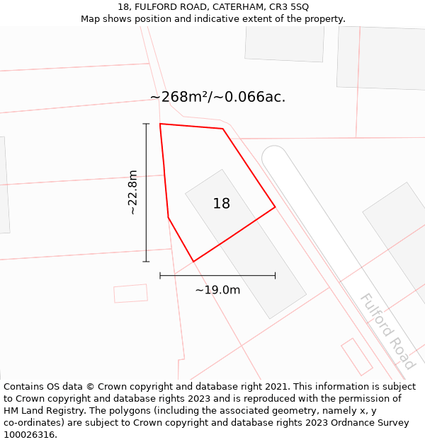 18, FULFORD ROAD, CATERHAM, CR3 5SQ: Plot and title map